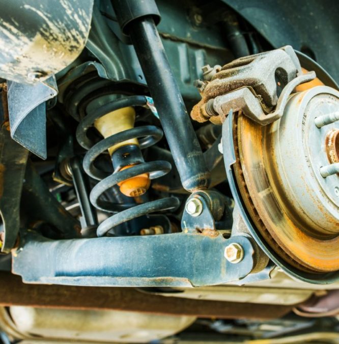 Car Suspension and Brakes Maintenance in Auto Service.